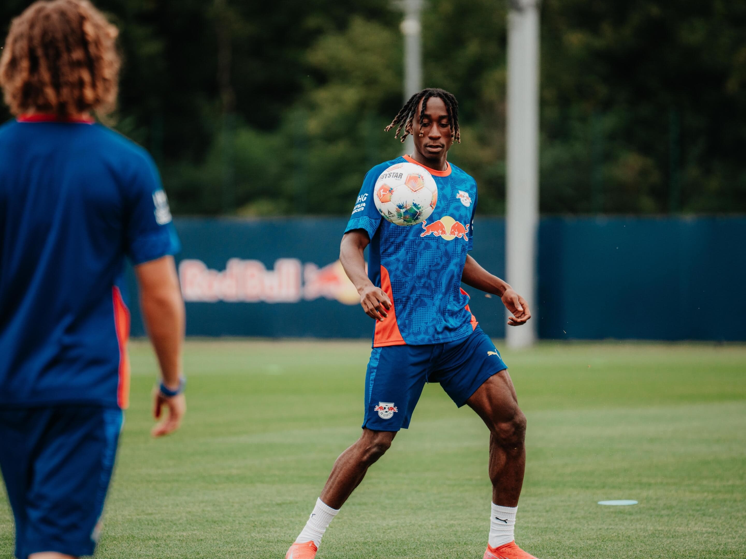 Straight into the mix : Yan Diomande's first training session